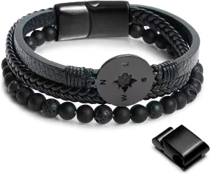 Mens Leather Bracelet,Tree Of Life Mens Tiger Eye Bracelet,Mens Beads Bracelet, Genuine Leather Bracelets Gifts for Men