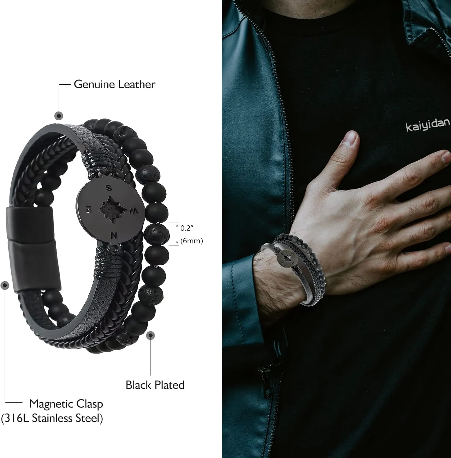 Mens Leather Bracelet,Tree Of Life Mens Tiger Eye Bracelet,Mens Beads Bracelet, Genuine Leather Bracelets Gifts for Men