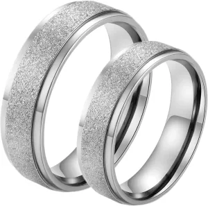 Men's Rings Silver, Stainless Steel Ring for Women 6mm Silver Matte Ring Engagement Couple Rings