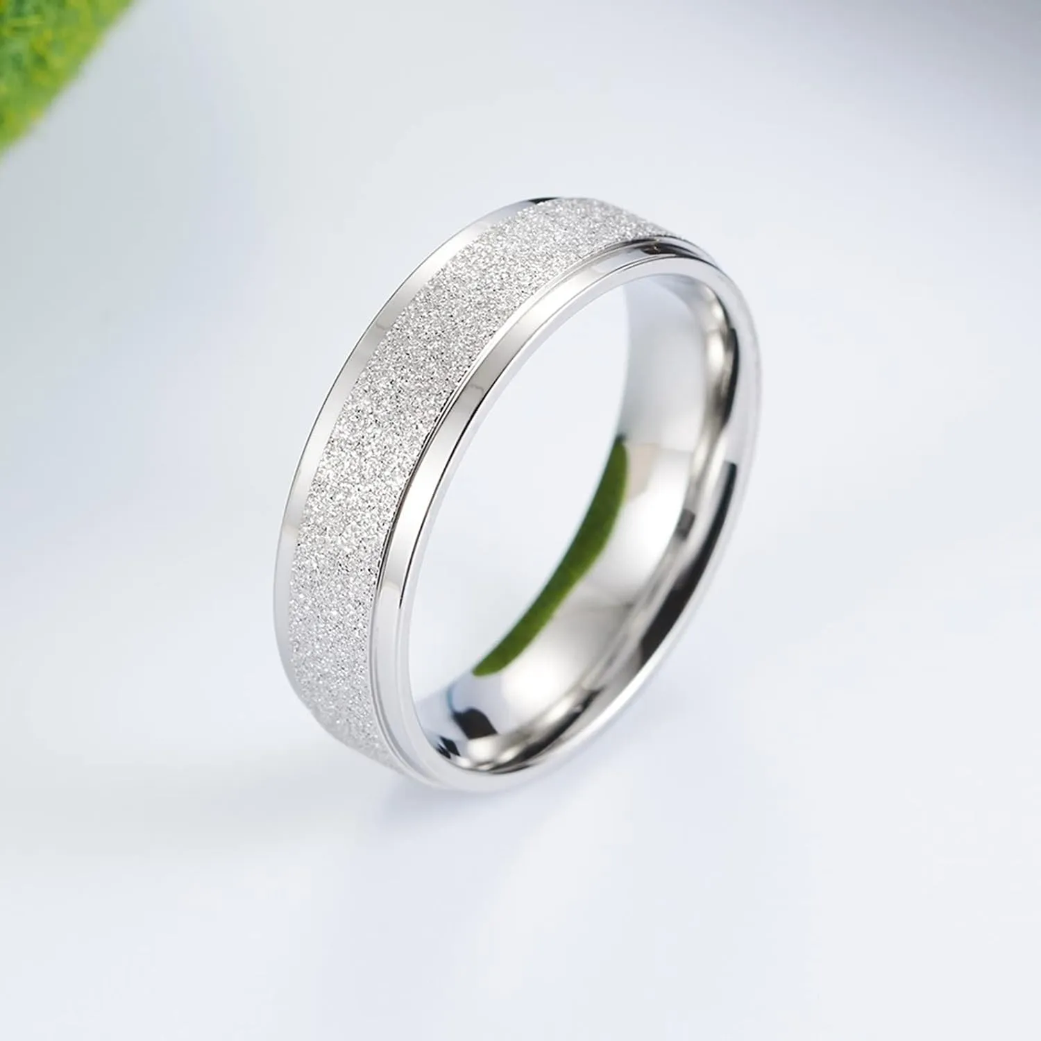 Men's Rings Silver, Stainless Steel Ring for Women 6mm Silver Matte Ring Engagement Couple Rings