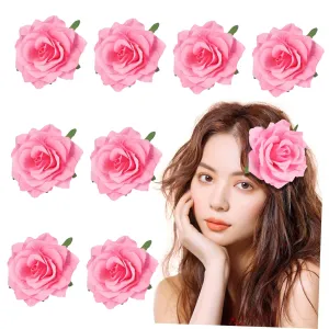 Mikinona 9pcs Elegant Flower Brooch Pins for Women Vintage Hair Accessories Comfortable Hair Clips for Weddings Special Occasions and Valentine's Day Realistic Floral Design
