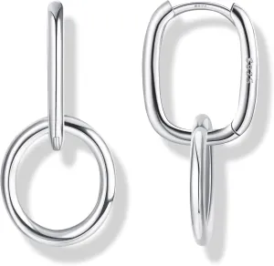 MILACOLATO 925 Sterling Silver Hoop Earrings for Women 18K Gold Silver Plated Drop Dangle Hoop Earrings with Charms Cross Spike Moon Star Paperclip Link Statement Earrings Convertible Link Huggie Earrings Hypoallergenic