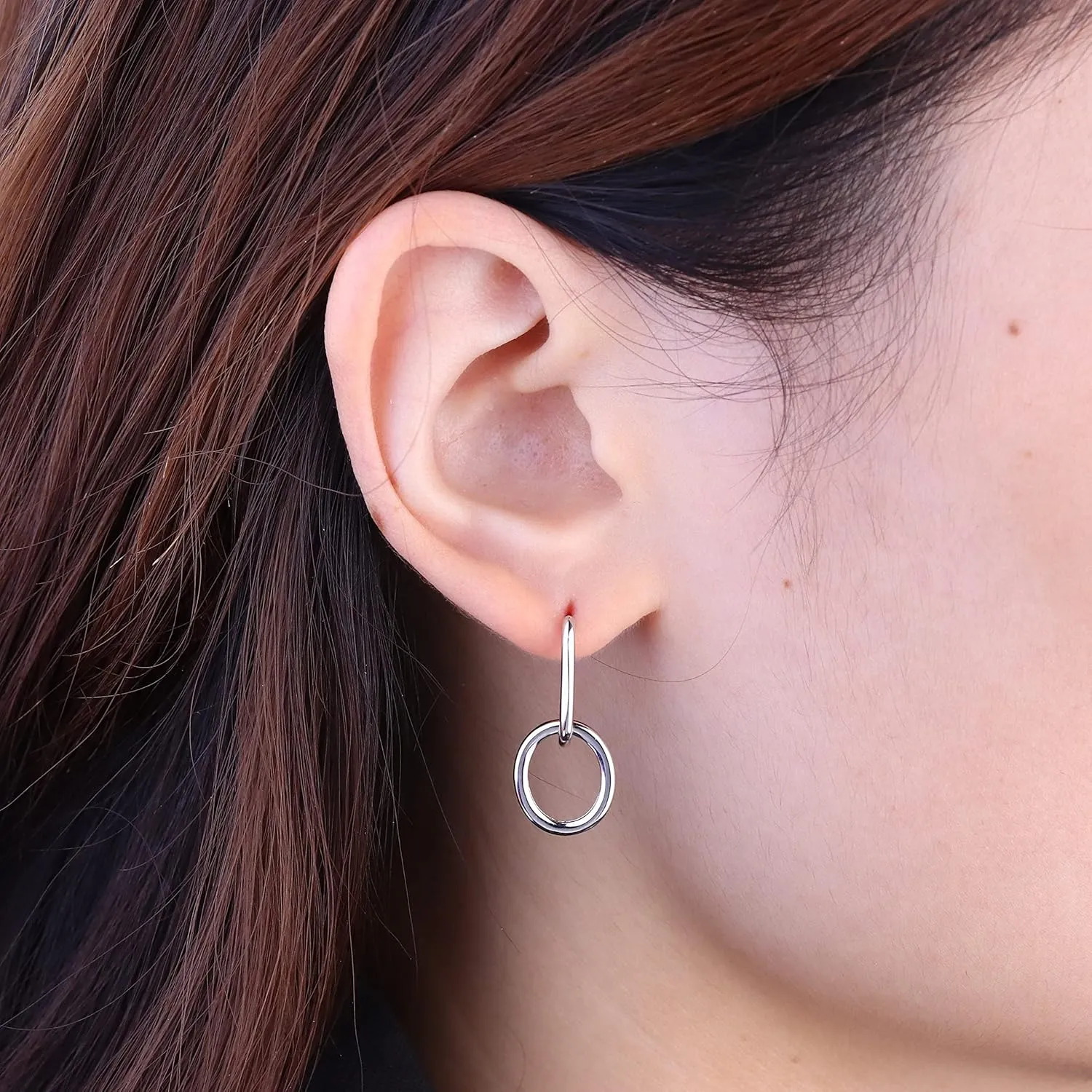 MILACOLATO 925 Sterling Silver Hoop Earrings for Women 18K Gold Silver Plated Drop Dangle Hoop Earrings with Charms Cross Spike Moon Star Paperclip Link Statement Earrings Convertible Link Huggie Earrings Hypoallergenic