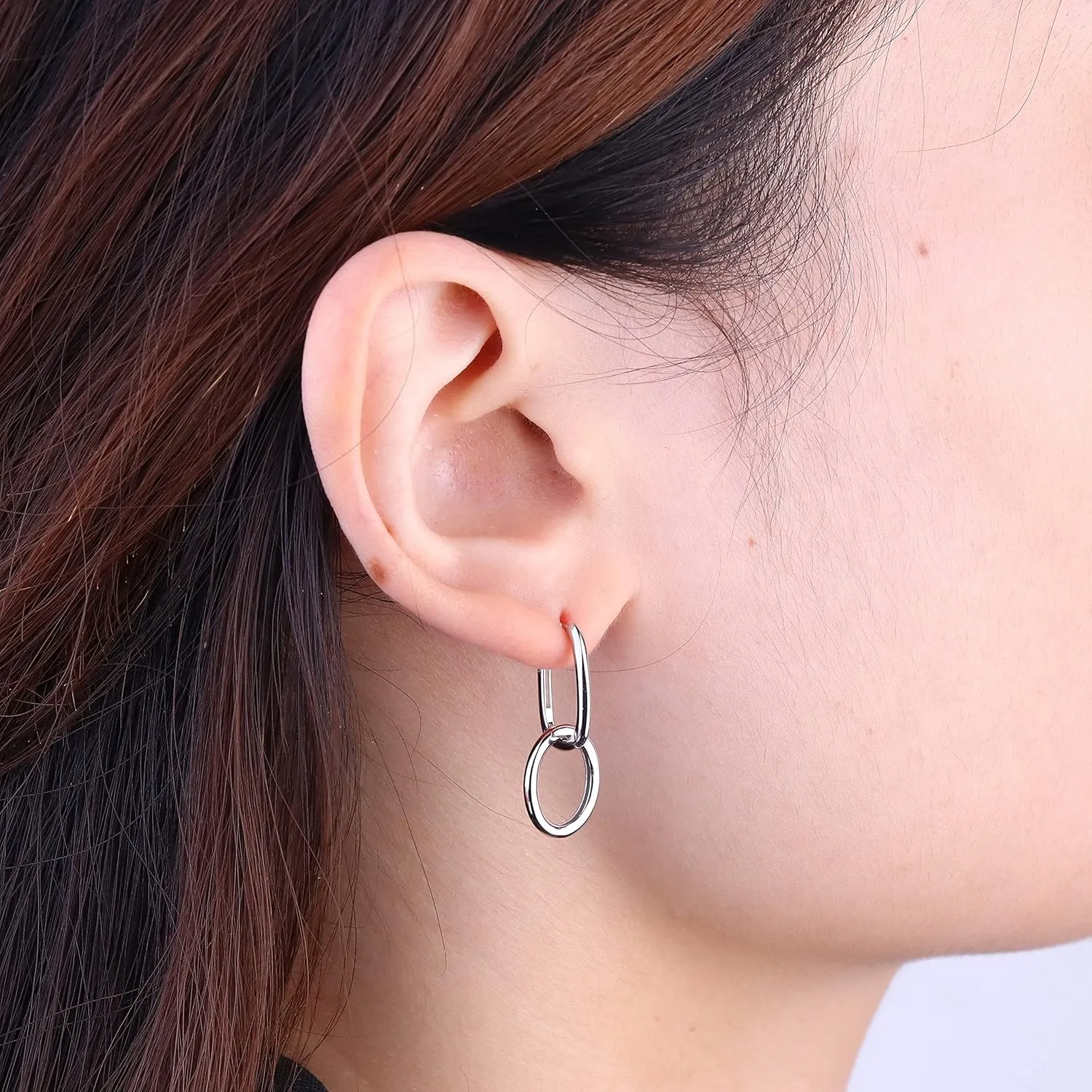 MILACOLATO 925 Sterling Silver Hoop Earrings for Women 18K Gold Silver Plated Drop Dangle Hoop Earrings with Charms Cross Spike Moon Star Paperclip Link Statement Earrings Convertible Link Huggie Earrings Hypoallergenic