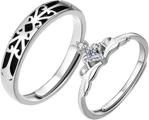 Minimalist Open Ring Set Couples Matching Ring Adjustable Valentines Day Jewelry Present