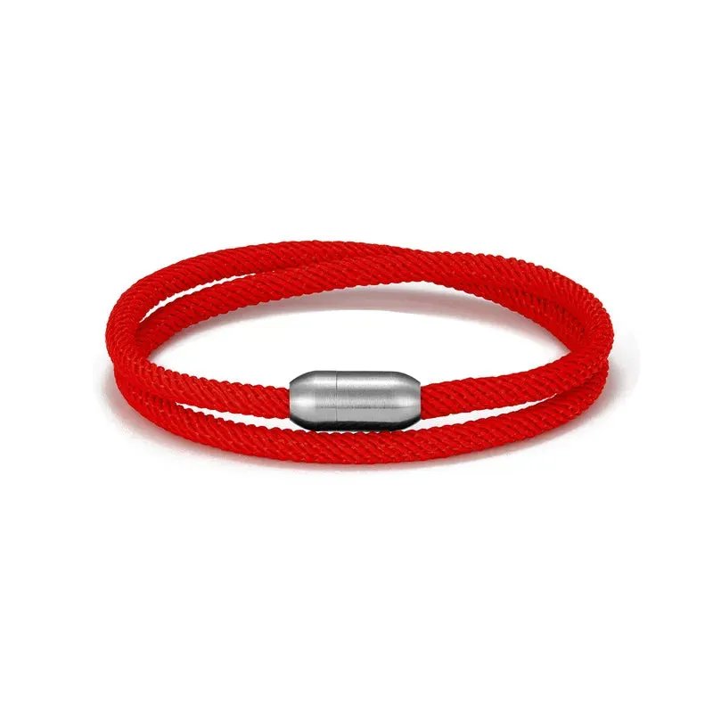 MKENDN Trendy Men Survival Bracelet Outdoor Camping Rescue Emergency Rope Bracelet For Women Stainless Steel Magnet Sport Buckle