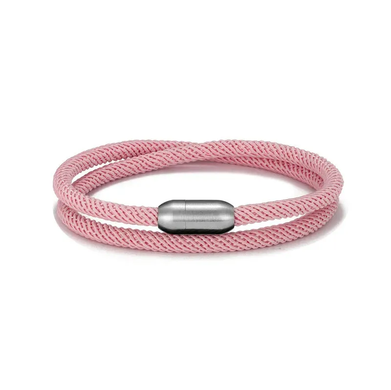 MKENDN Trendy Men Survival Bracelet Outdoor Camping Rescue Emergency Rope Bracelet For Women Stainless Steel Magnet Sport Buckle