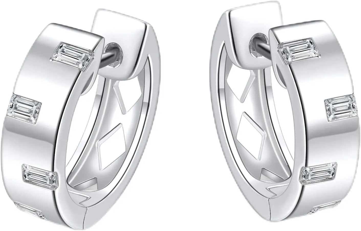 Moissanite Hoop Earrings for Women D Color VVS1 Clarity 925 Sterling Silver 14K Gold Plated Hoops Earring Hypoallergenic Small Women's Huggie Hoops Earrings Birthday Gift for Her