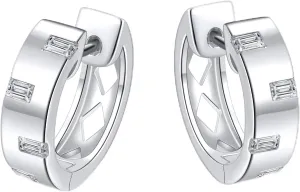 Moissanite Hoop Earrings for Women D Color VVS1 Clarity 925 Sterling Silver 14K Gold Plated Hoops Earring Hypoallergenic Small Women's Huggie Hoops Earrings Birthday Gift for Her