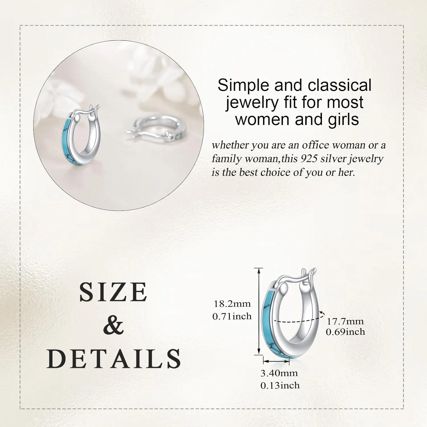 Moonstone/Pink Opal/Blue/Abalone Hoop Earrings for Women Sterling Silver Small Hoop Earrings Teardrop Huggie Earrings Jewelry Gifts