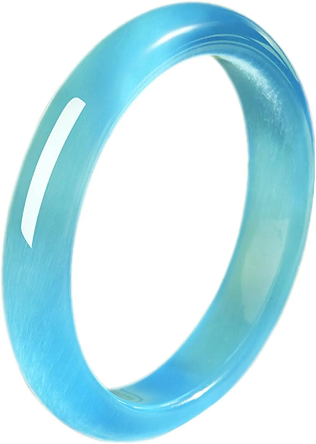 Natural Blue Cat Eyes Gemstone Bangle, Jade Bangle Bracelet for Women Chinese Style Good Luck Gifts