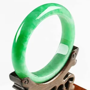 Natural Burmese Green Jade Bangle Bracelet for Women Genuine Jadeite Bangles Jewellery Box with Certificate Gift for Wife (Size : 54mm)