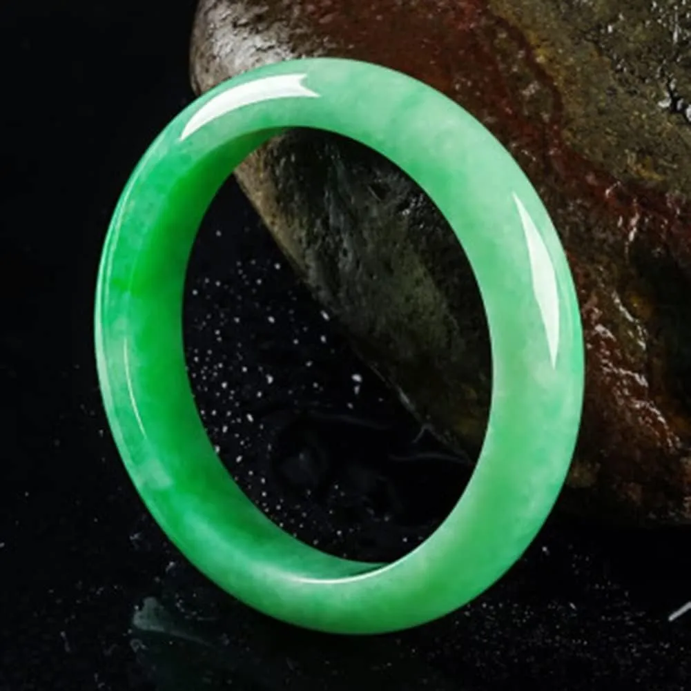 Natural Burmese Green Jade Bangle Bracelet for Women Genuine Jadeite Bangles Jewellery Box with Certificate Gift for Wife (Size : 54mm)