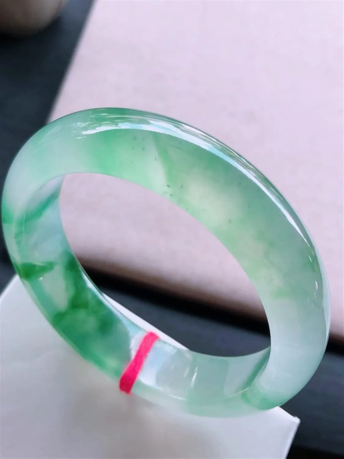Natural Burmese Jade Bangle Bracelet for Women, Ice Floating Flower Green Jadeite Bangles Jewelry with Certificate (Size : 54mm-55mm)