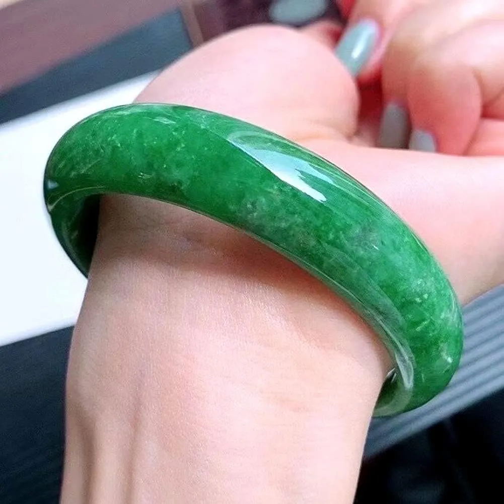 Natural Burmese Jade Bangle Bracelet Full Green Jadeite for Women Jewelry Box with Certificate Gift for Mom (Size : 54mm)
