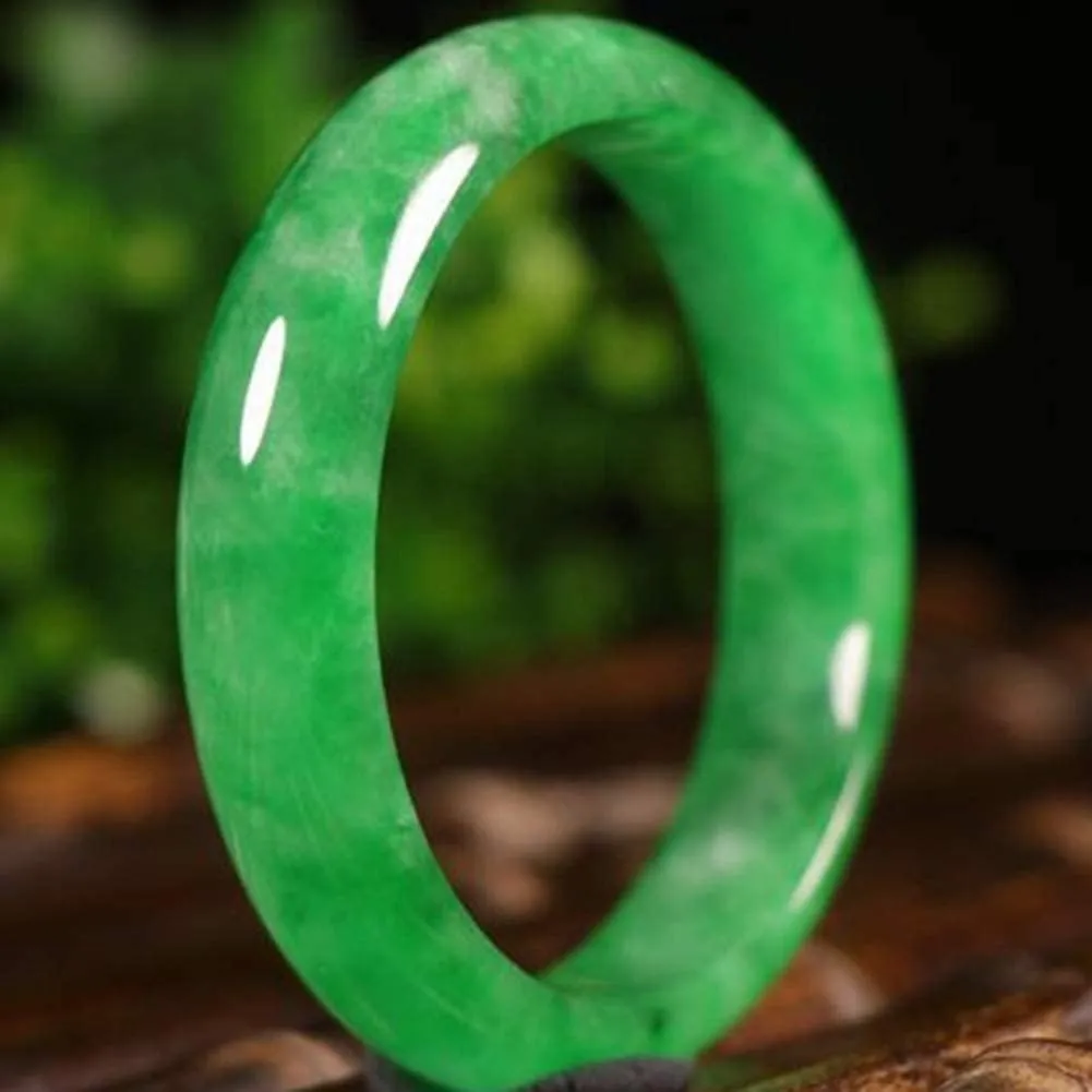 Natural Burmese Jade Bangle Bracelet Full Green Jadeite for Women Jewelry Box with Certificate Gift for Mom (Size : 54mm)