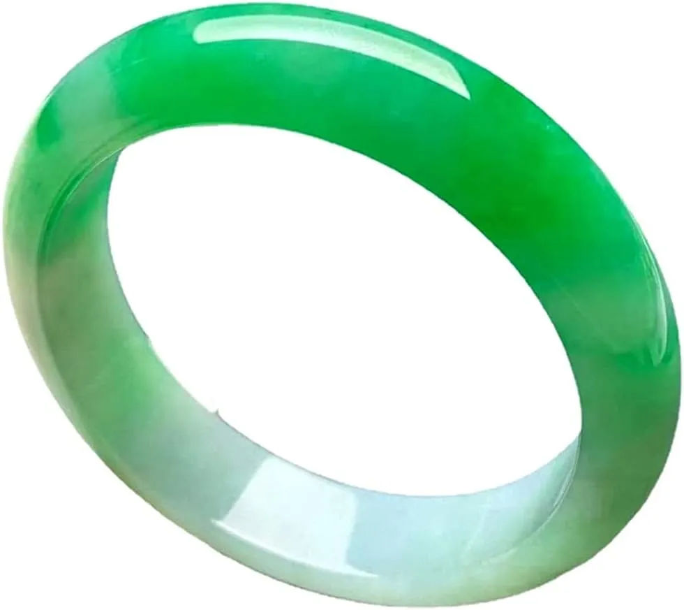 Natural Burmese Jade Bangle Genuine Green Elegant Classcial Jadeite Bracelet Chinese Jewelry with Certificate (Size : 60mm)
