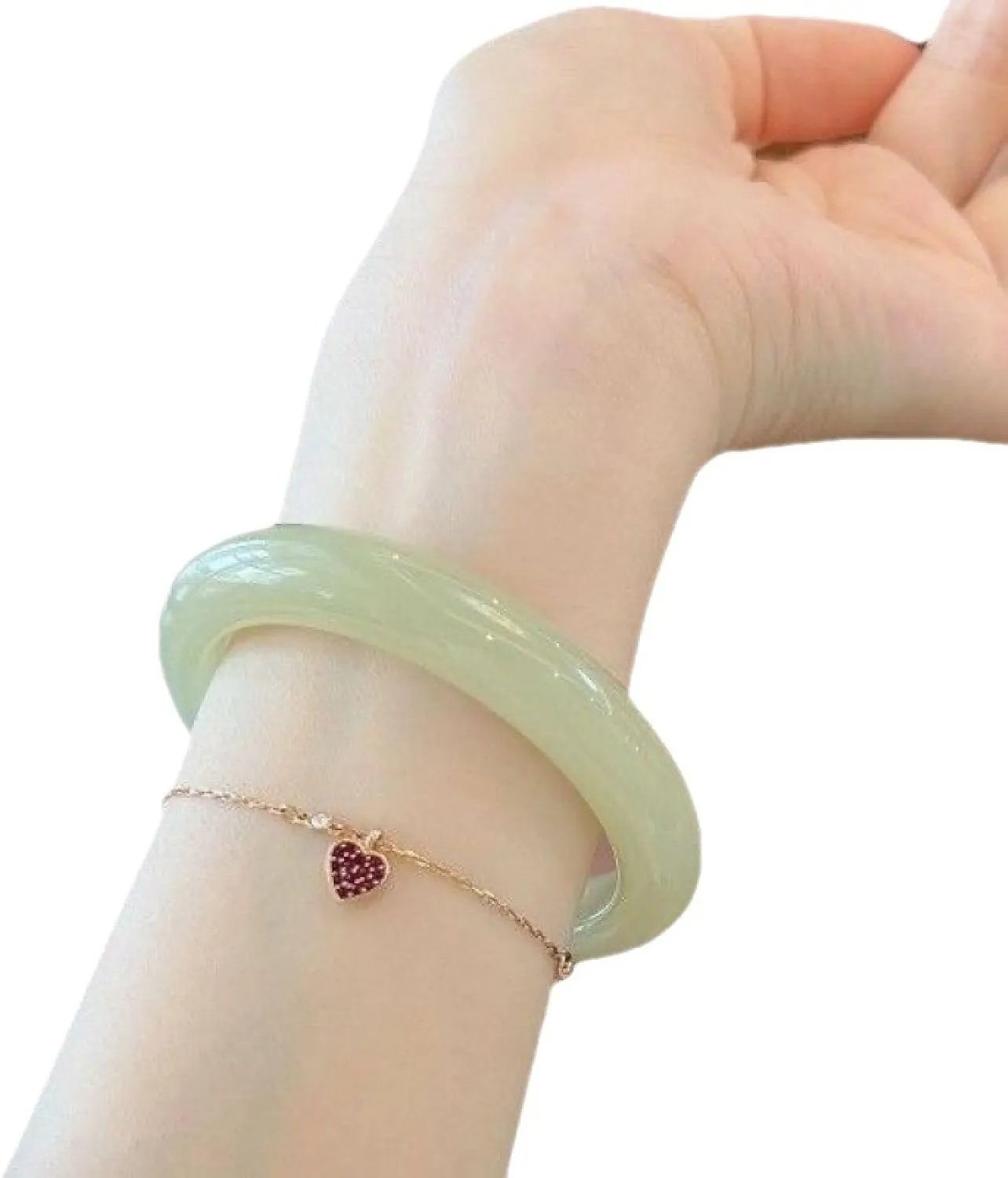 Natural Jade Bangle Bracelet, for Women Authentic White Jade Bracelet Transparent Icehotan Jade Is Round.