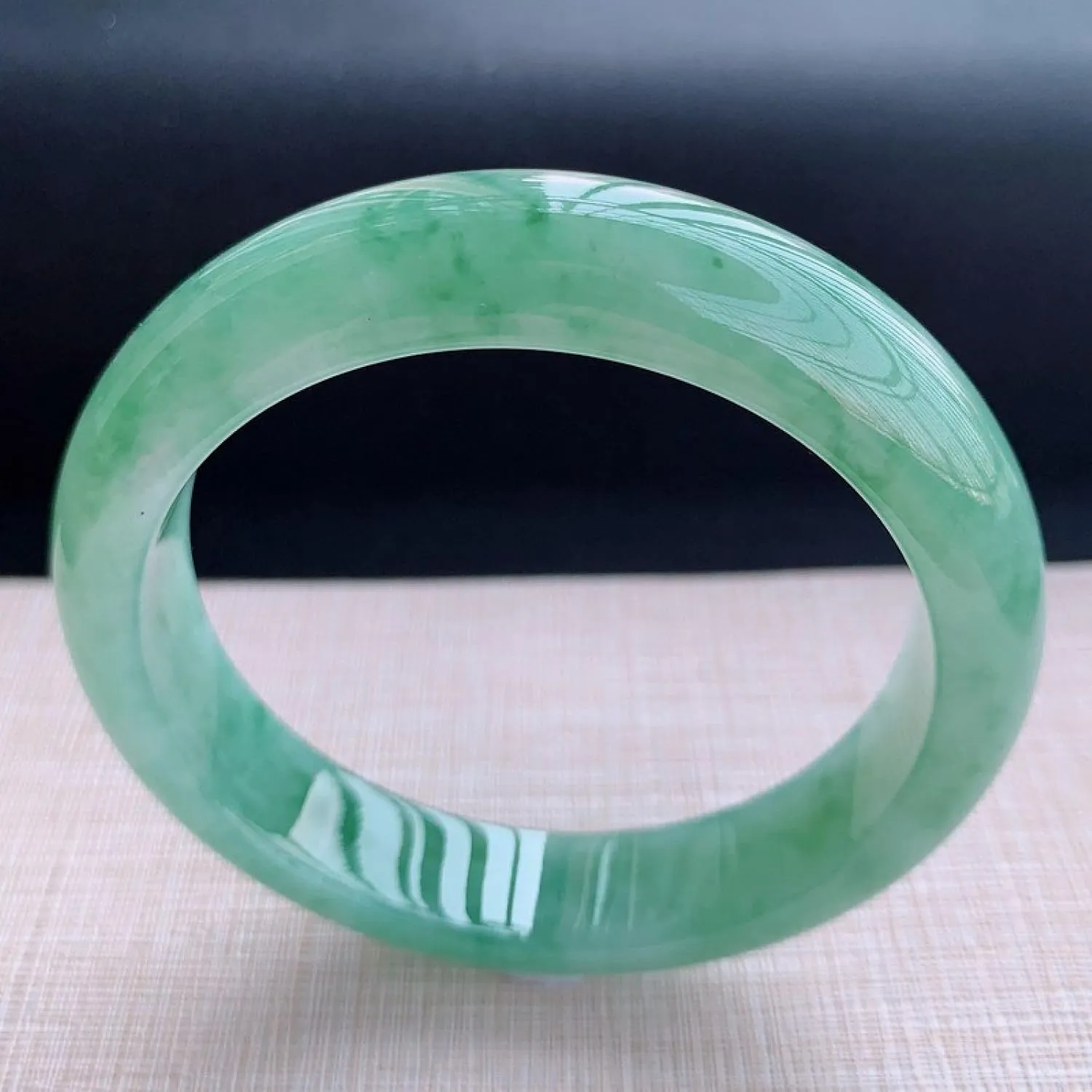 Natural Jade Bangle Bracelet for Women Burmese Retro Eternity Happiness Jade Bangle