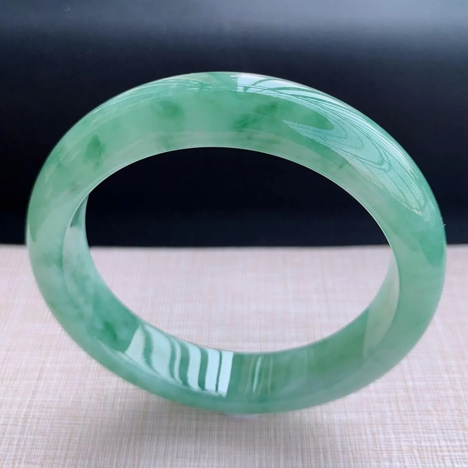 Natural Jade Bangle Bracelet for Women Burmese Retro Eternity Happiness Jade Bangle
