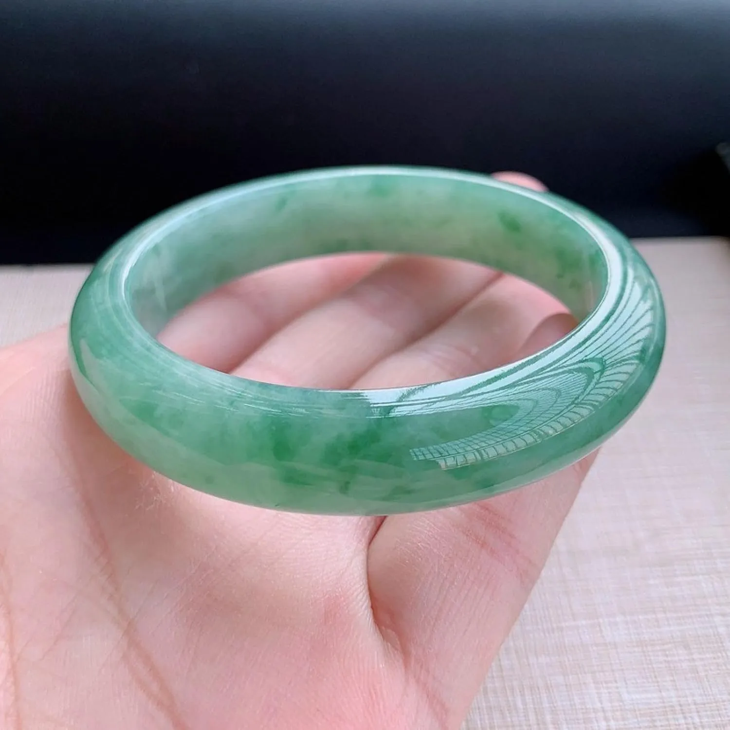 Natural Jade Bangle Bracelet for Women Burmese Retro Eternity Happiness Jade Bangle