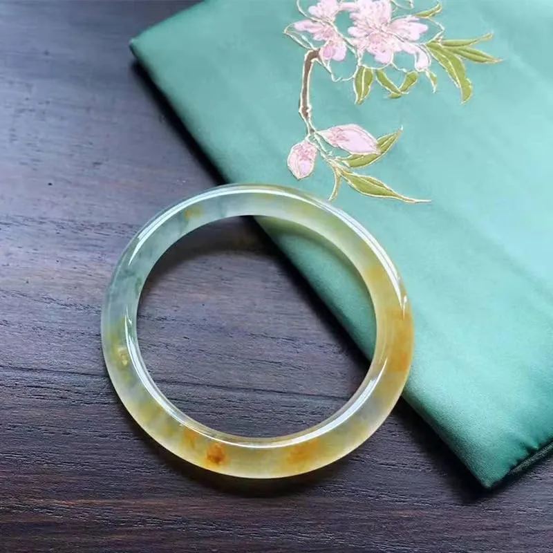 Natural Jade Bangle Bracelet for Women Genuine with 100% Grade A Jade Handmade Bracelets,Healing Protection Good Luck