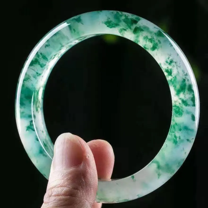 Natural Jade Bangle Bracelet for Women Genuine with 100% Grade A Jade Handmade Bracelets,Healing Protection Good Luck