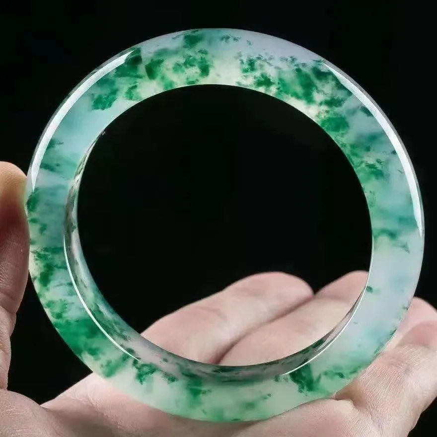 Natural Jade Bangle Bracelet for Women Genuine with 100% Grade A Jade Handmade Bracelets,Healing Protection Good Luck