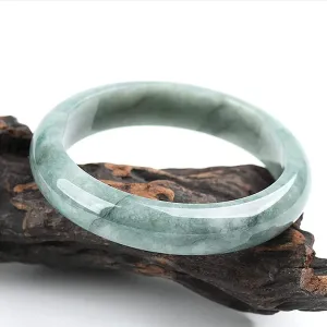 Natural Jade Bangle Bracelet Healing Energy Hand Cutting Green Jadeite Stone Bangles for Women (Size : 62mm)