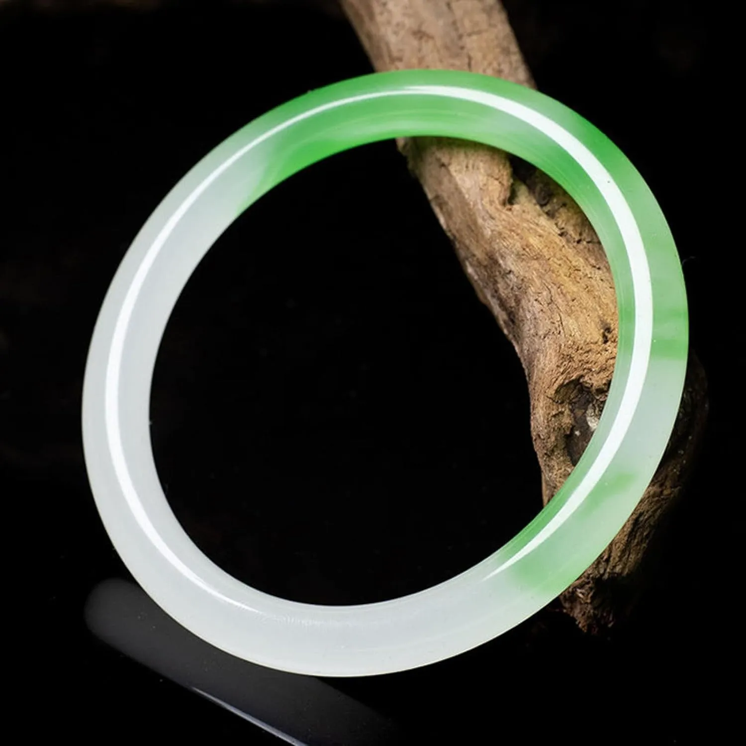 Natural Jade Bracelet Thin Round White Green A-grade White Jade Bracelet, Certified Dye-free, Women's Heirloom Jewelry, Comes With A Gift Box