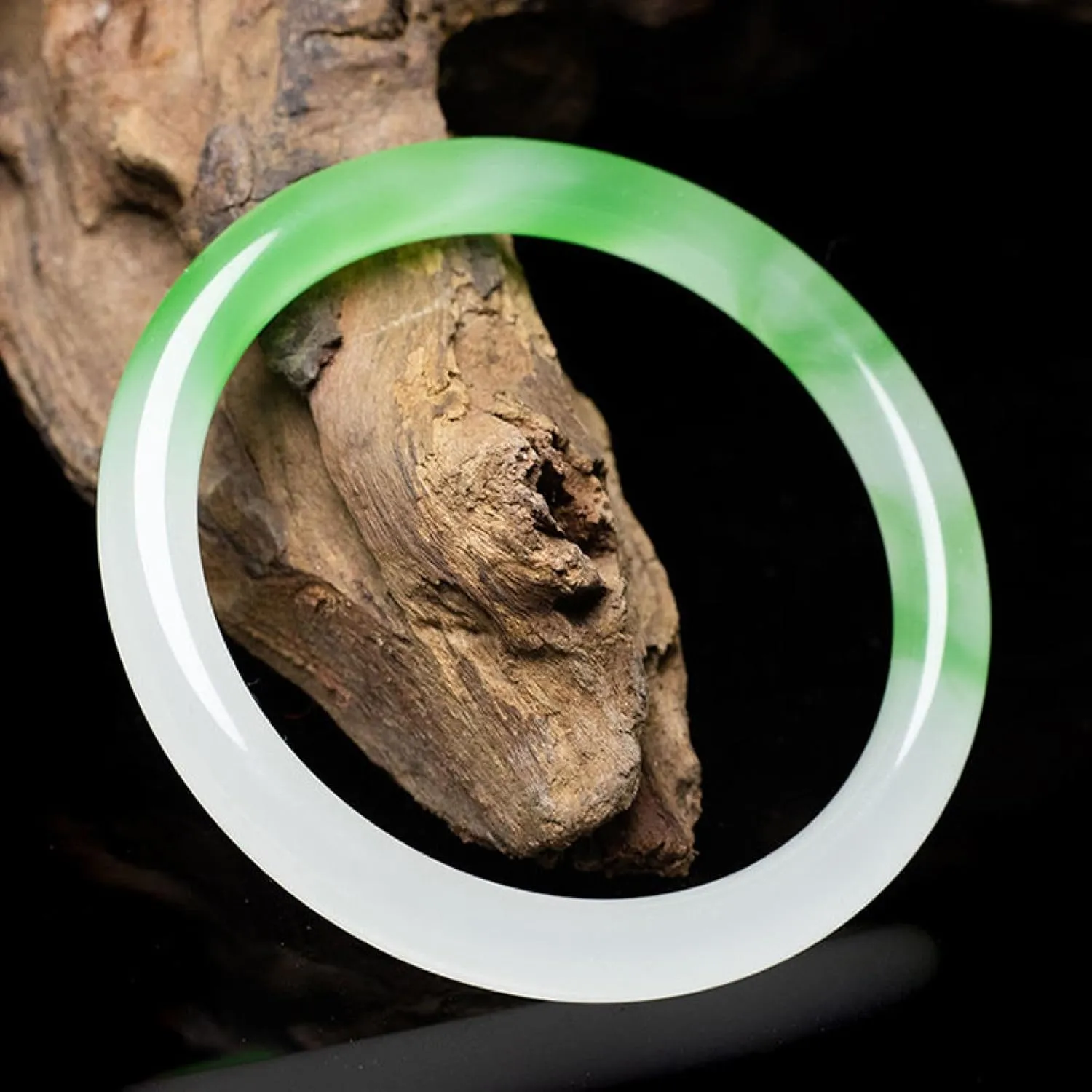 Natural Jade Bracelet Thin Round White Green A-grade White Jade Bracelet, Certified Dye-free, Women's Heirloom Jewelry, Comes With A Gift Box