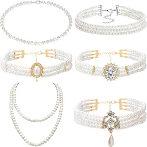 NEWITIN 6 Pieces Tennis Necklace for Women Rhinestone Choker Necklace Sparkly Crystal Cubic Zirconia Diamond Necklaces Bridal Wedding Jewelry Tennis Choker for Women