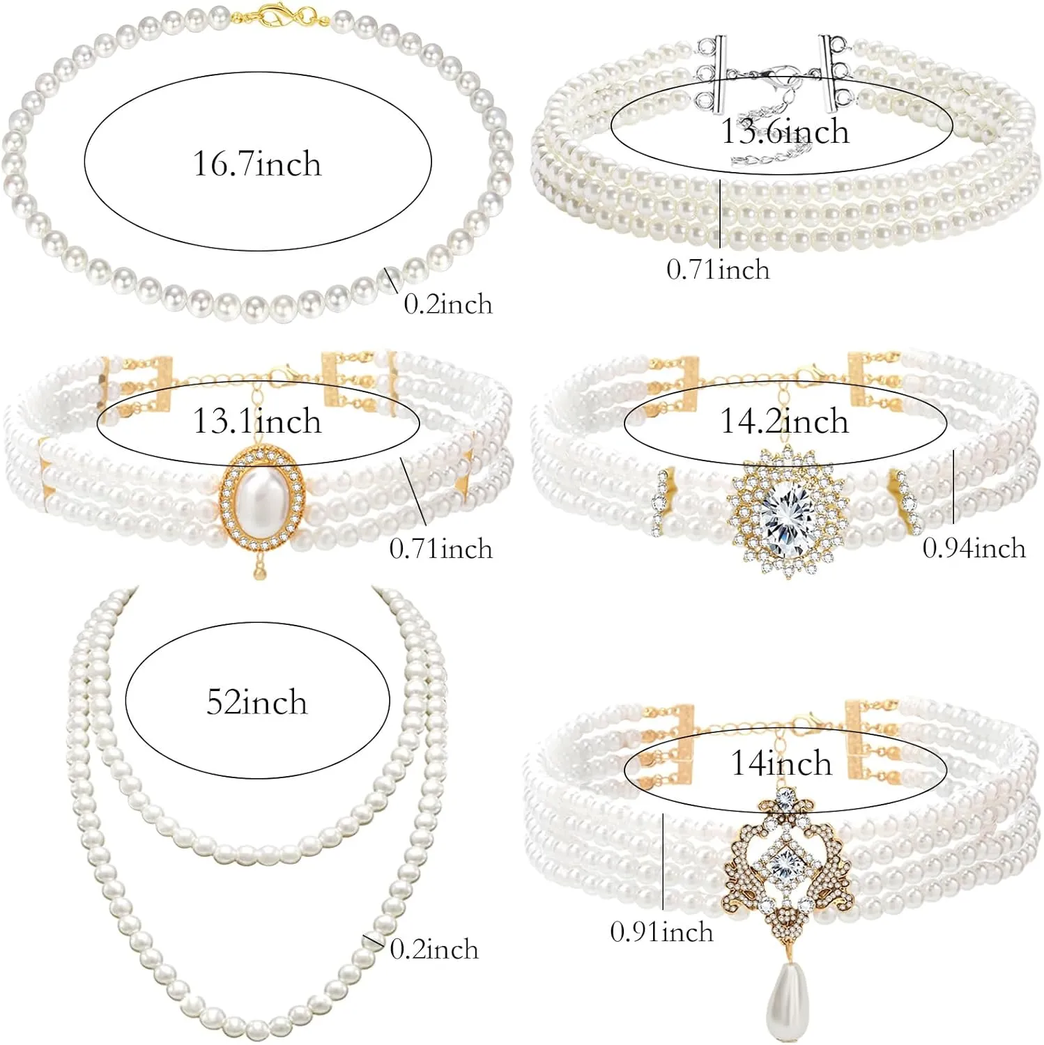 NEWITIN 6 Pieces Tennis Necklace for Women Rhinestone Choker Necklace Sparkly Crystal Cubic Zirconia Diamond Necklaces Bridal Wedding Jewelry Tennis Choker for Women