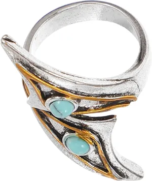 NOLITOY Elegant Turquoise Ring Skin-friendly Open Adjustable Statement Finger Jewelry for Women