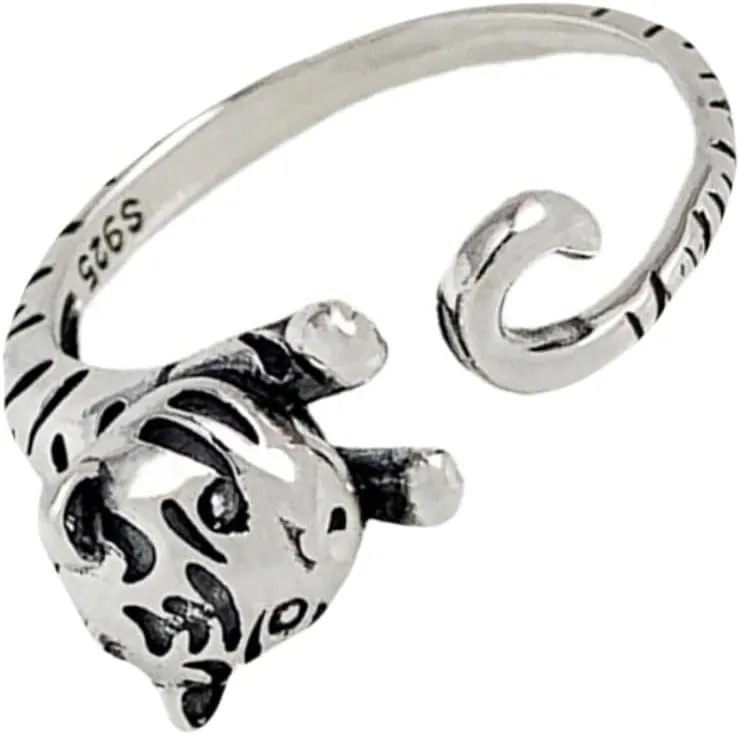 NOLITOY Vintage Tiger Open Ring Retro Ring Stacking Ring Cute Toe Ring for Women Finger Jewelry Unique Fashion Accessory