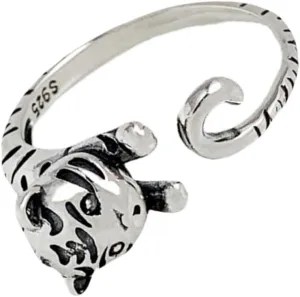 NOLITOY Vintage Tiger Open Ring Retro Ring Stacking Ring Cute Toe Ring for Women Finger Jewelry Unique Fashion Accessory