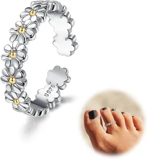 ORAZIO Toe Rings for Women,925 Sterling Silver Toe Rings Adjustable Toe Rings - CZ Flower Cross Twist Knot Opal Toe Ring Cuff - Open Womens Toe Rings Stylish Beach Band Ring Nail Rings Foot Jewelry for Summer