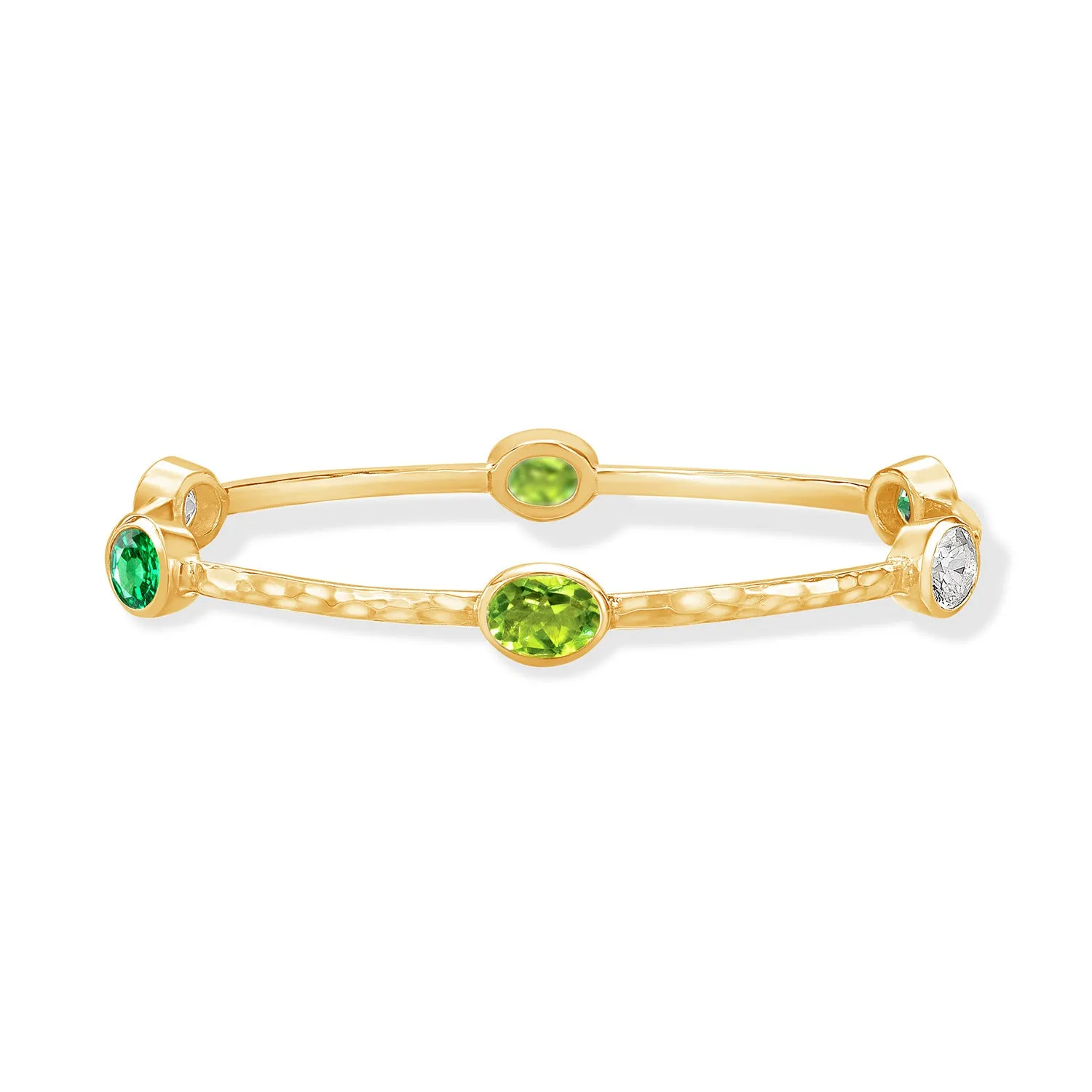 Oval Green Garnet, Peridot & Topaz Array Bangle