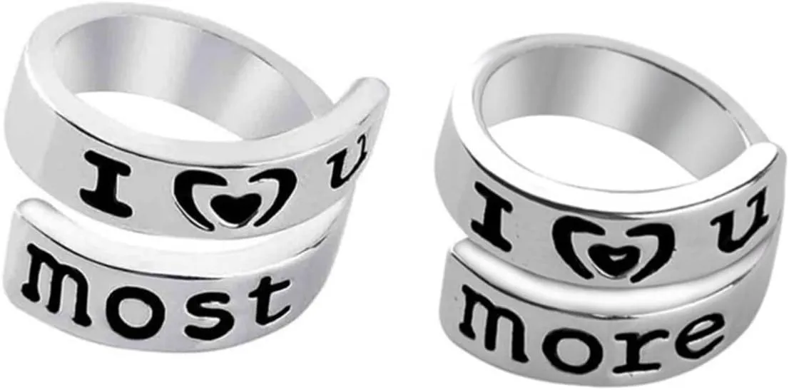PartyKindom Couples Ring Set Rings Engraved 'i Love You' 'i ' Gold Heart Design for Couples