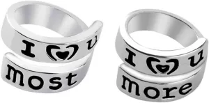 PartyKindom Couples Ring Set Rings Engraved 'i Love You' 'i ' Gold Heart Design for Couples