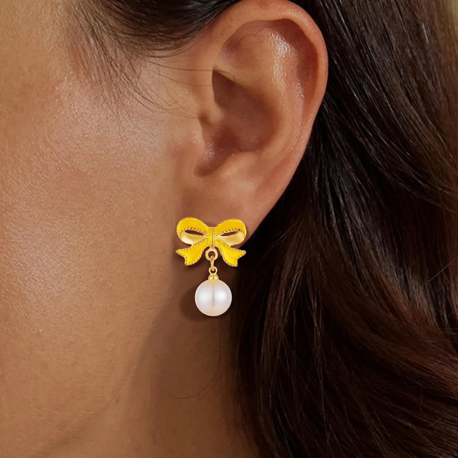 Pearl Bow Earrings for Women Christmas Bow Earrings Red Bow Dangle Earrings Coquette Earrings Bow Jewelry Rhinestone Gold Bow Earrings Silver Yellow Pink Bow Earrings Bow Stuff Christmas Jewelry for Women