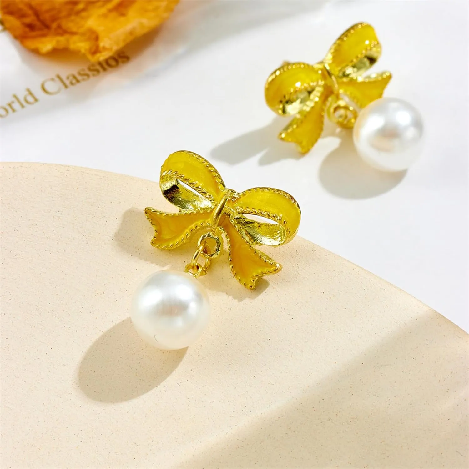 Pearl Bow Earrings for Women Christmas Bow Earrings Red Bow Dangle Earrings Coquette Earrings Bow Jewelry Rhinestone Gold Bow Earrings Silver Yellow Pink Bow Earrings Bow Stuff Christmas Jewelry for Women
