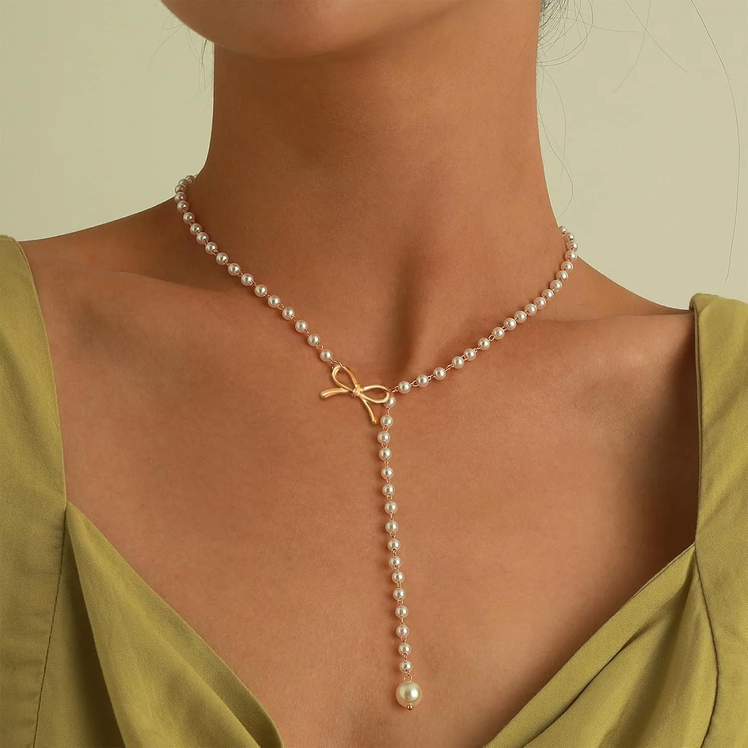 Pearl Bow Earrings Necklace Bracelet Set Pearl Necklace and Earring Set Dainty Gold Bow Earrings Wedding Bride Bridesmaid Jewelry Gift