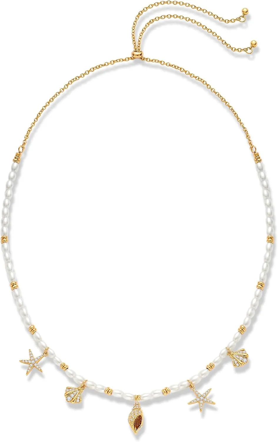 Pearl Choker Necklaces With Multi Beach Charms Shell Conch Starfish Jewelry