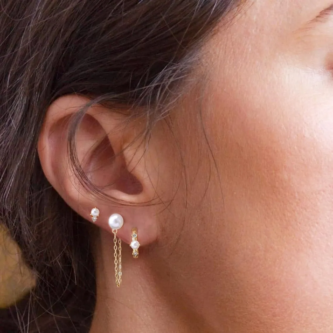 Pearl Earrings for Women,Dainty Gold Pearl Drop Earrings Freshwater Wedding Earrings for Brides Pearl Dangle Earrings Cute Small Pearl Hoop Earrings Jewelry