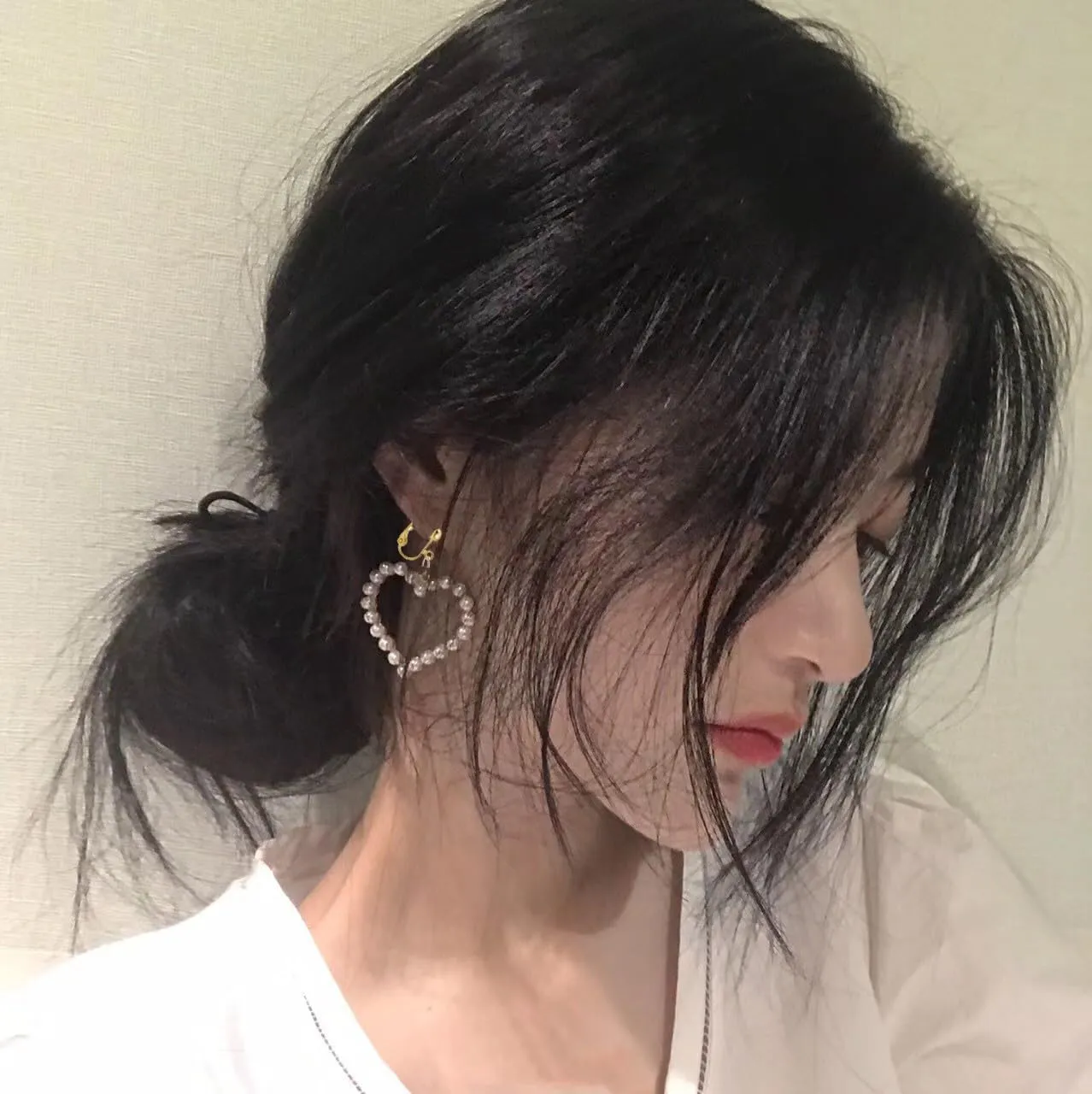 Pearl Heart Clip on Earrings for Women Gold Love Heart Earrings Party Bridal Wedding Birthday Jewelry Gift