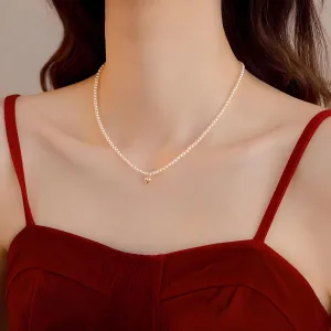 Pearl Necklace for Women - Dainty Round Imitation Pearl Choker necklaces for women