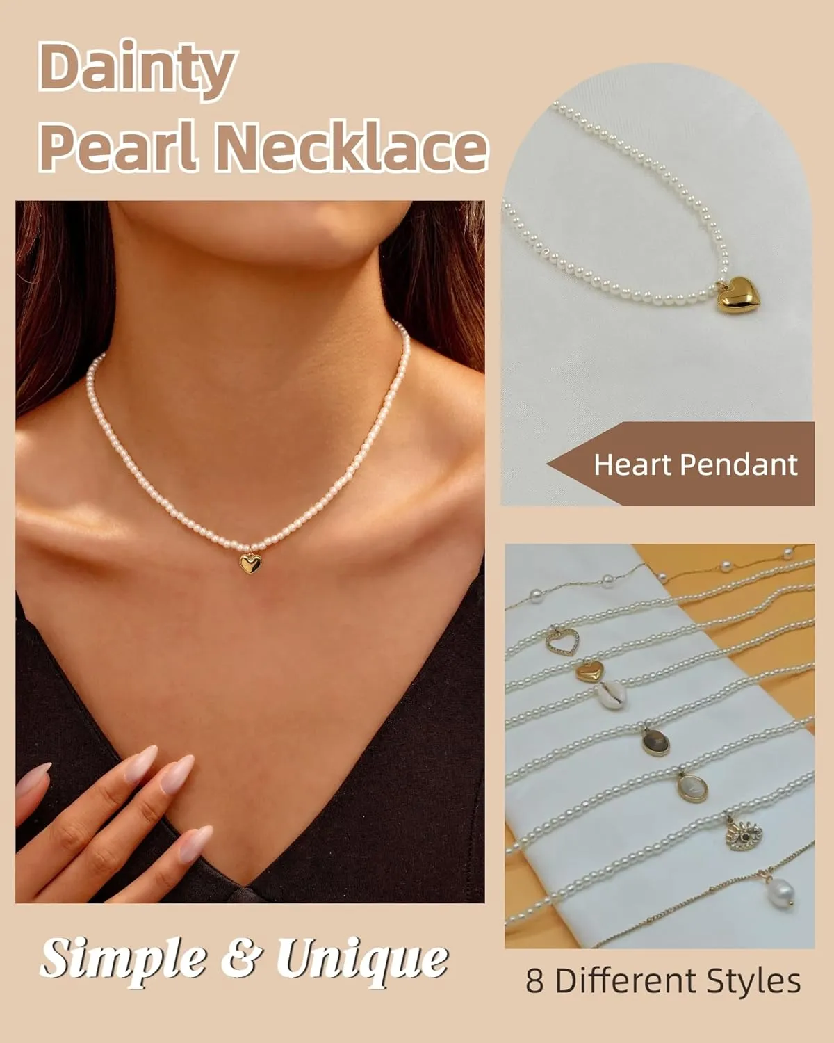 Pearl Necklaces for Women Gold Beach Shell Pendant Necklace Trendy Layered Pearl Choker Necklaces Boho Summer Jewelry Gifts for Women