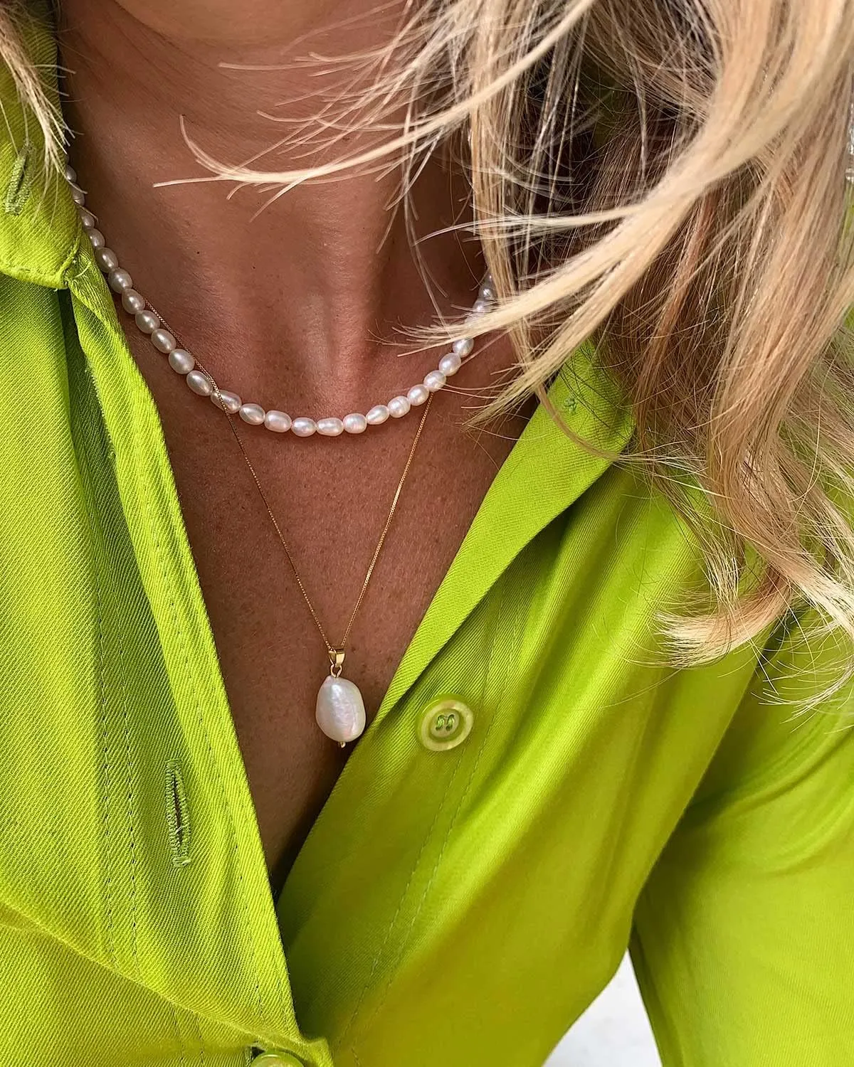 Pearl Pendant Necklace 18K Gold Plated
