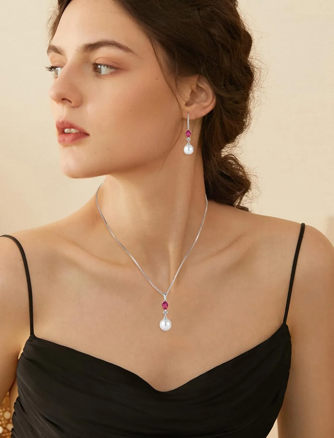 Pearl Pendant Necklaces for Women 925 Sterling Silver Pearls Birthstone Necklace Jewelry for Christmas Valentine's Day Mother's Day